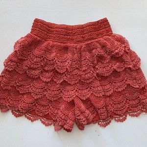Red layered shorts